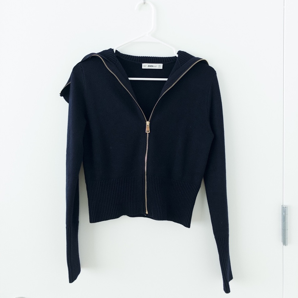 Zara Navy zipper sweater
